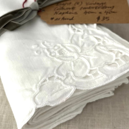 Vintage Napkins White Cutwork