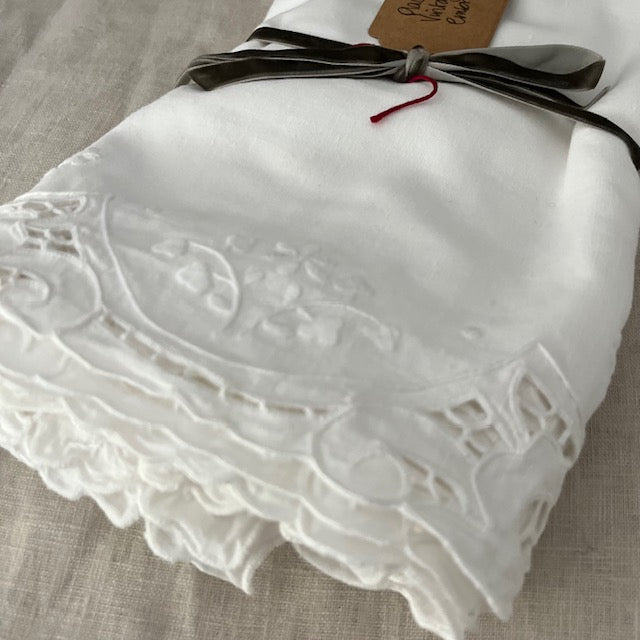 Vintage White Linen Cutwork Tablemats