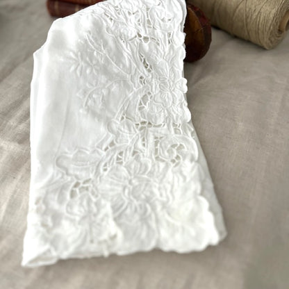 Vintage White Cutwork Table Runner