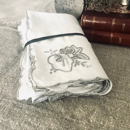 Vintage Napkins Grey Embroidery