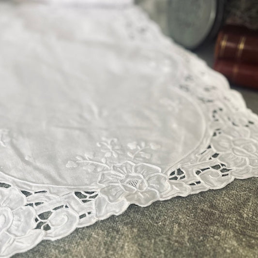 Vintage White Linen Cutwork Tablemats