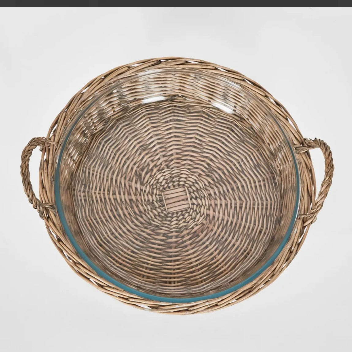 Wicker Basket with Glass Bowl