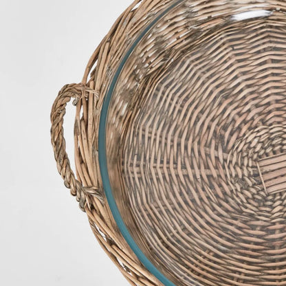 Wicker Basket with Glass Bowl