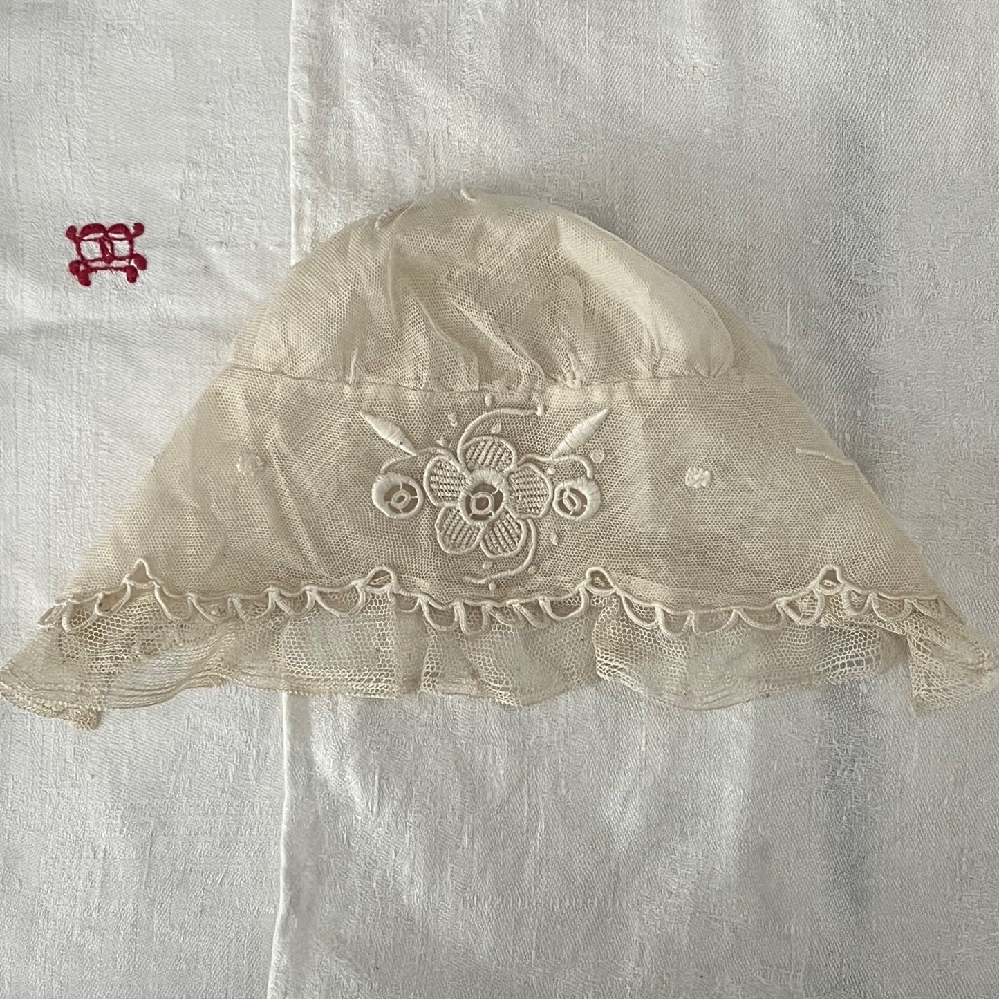 French Antique Lace Babies Bonnet